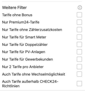 weitere Tariffilter